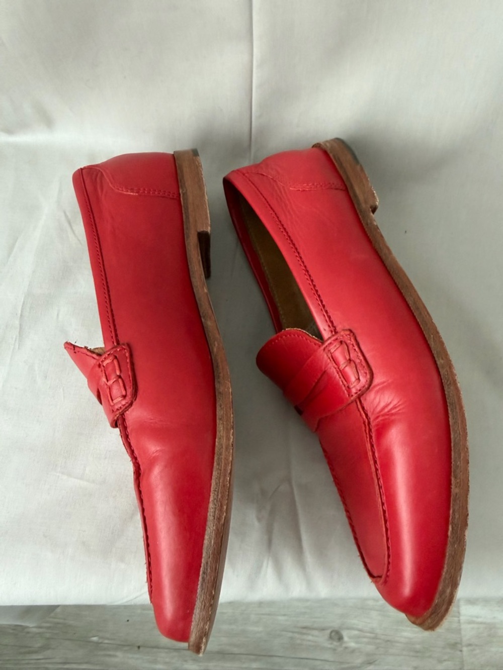 J. Crew Red Leather Penny Loafers (D0240) - Picture 3 of 9